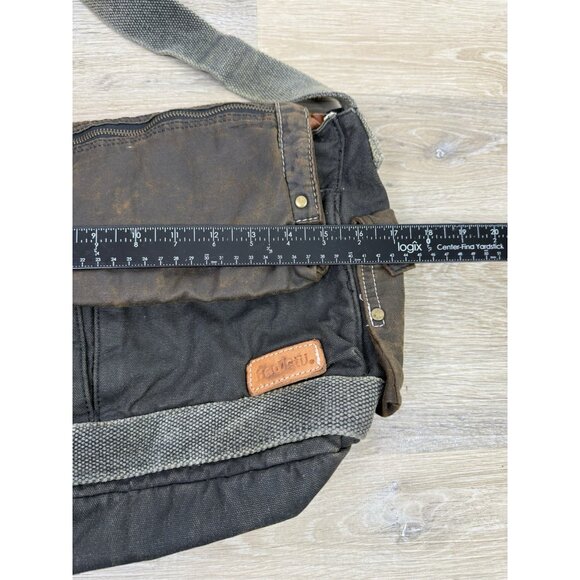 Bed Stu Hawkeye Black Waxed Canvas Messenger Bag Oil Slick Brown Gray - Picture 11 of 11